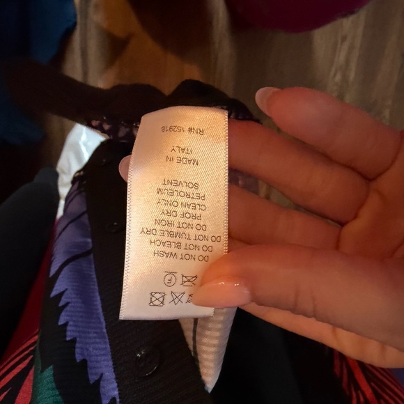 Carolina Herrera Black Cardigan with Purple, Green and Red Feather Motif - Picture 4 of 5